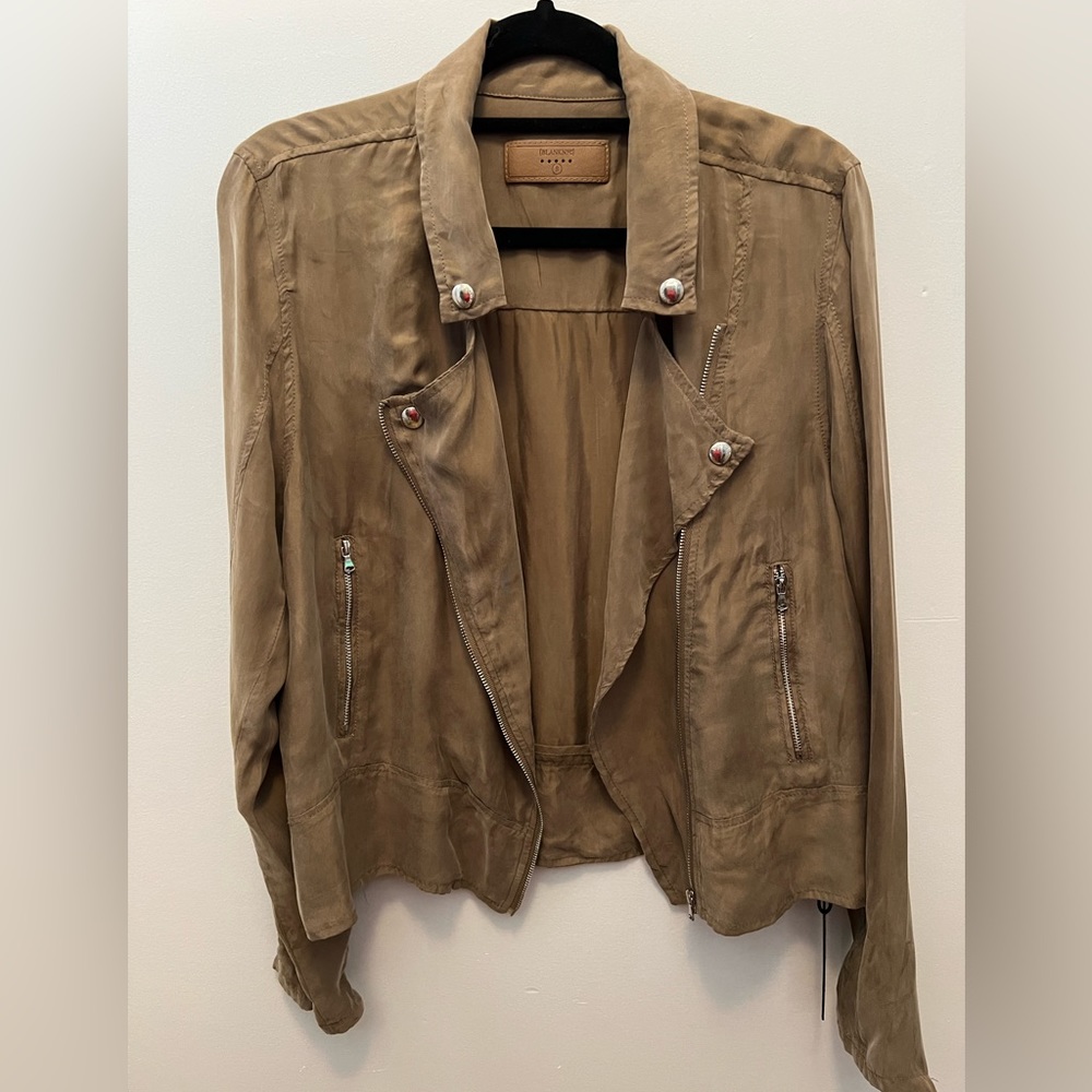 BLANK NYC Rayon Blend Moto Jacket in Olive